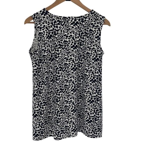 Talbots Womens Knit Jersey Blouse Top Leaf Print Black White XP Plus‎ Petite - Picture 3 of 7